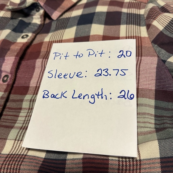 Kuhl Tess Flannel Shirt Womens‎ S/M Fuchsia Navy Plaid Snap Front Long Sleeve - Picture 10 of 10